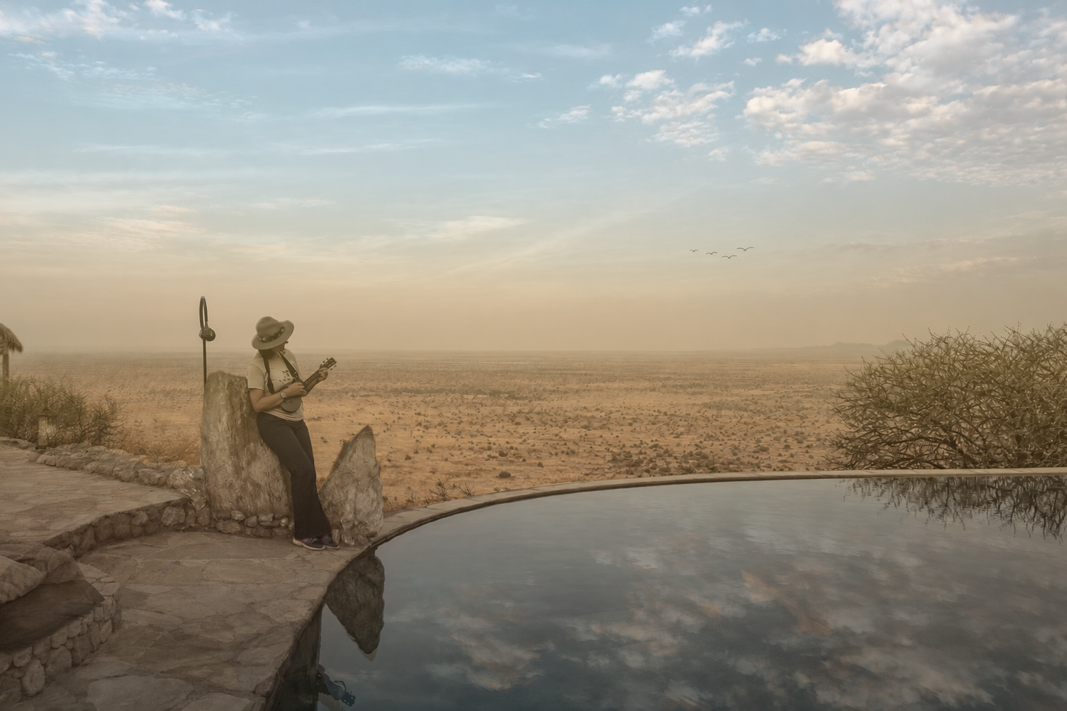 Kenyan savanna at golden hour