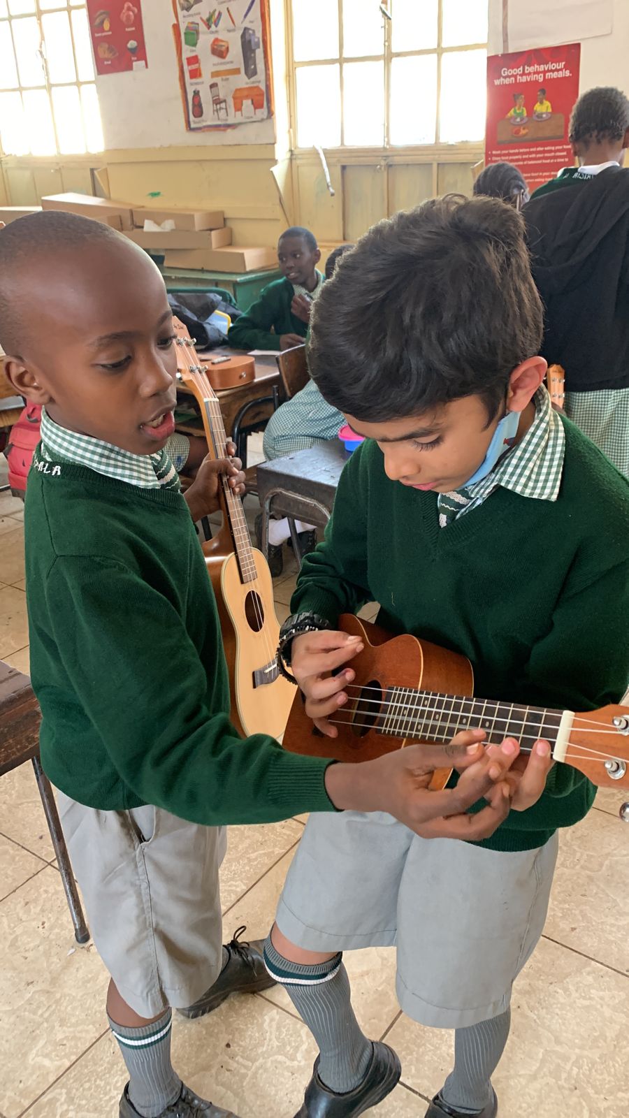 School children in Kenya with ukuleles